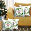 Set of Four 18" Green and White Tis The Season To Be Jolly Christmas Wreath Fabric Throw Pillows