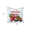 Set of Four 18" Red and White Merry Christmas Holiday Red Truck Fabric Throw Pillows