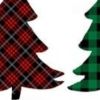 Set of Four 12" X 20" White Red and Green Christmas Trees Plaid Fabric Lumbar Throw Pillows