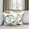 Set of Two 18" White and Green Tis the Season To Be Jolly Christmas Wreath Fabric Throw Pillow Covers