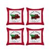 Set of Four 18" Red White and Black Farm Fresh Christmas Tree Christmas Holiday Red Truck Plaid Fabric Throw Pillow Covers