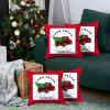 Set of Four 18" Red White and Black Farm Fresh Christmas Tree Christmas Holiday Red Truck Plaid Fabric Throw Pillow Covers