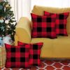 Set of Four 18" Red and Black Plaid Fabric Throw Pillow Covers