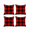 Set of Four 18" Red and Black Plaid Fabric Throw Pillow Covers