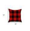 Set of Four 18" Red and Black Plaid Fabric Throw Pillow Covers