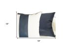 Set of 2 White and Navy Faux Leather Throw Pillows