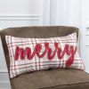 Red and Gray Christmas Plaid Lumbar Throw Pillow