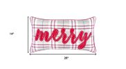 Red and Gray Christmas Plaid Lumbar Throw Pillow
