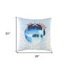 20" Blue Christmas Ornaments Cotton Throw Pillow