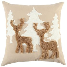 Shades of Brown and Cream Deer Decorative Throw Pillow