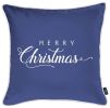 Set Of Four 18" X 18" Blue Zippered Polyester Christmas Reindeer Throw Pillow
