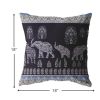 18” Purple Ornate Elephant Suede Throw Pillow