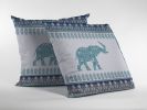 20” Teal Ornate Elephant Suede Throw Pillow