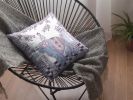 16” Blue Purple Ornate Elephant Suede Throw Pillow