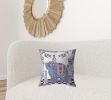 18” Blue Purple Ornate Elephant Suede Throw Pillow
