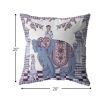 20” Blue Purple Ornate Elephant Suede Throw Pillow