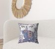 20” Blue Purple Ornate Elephant Suede Throw Pillow