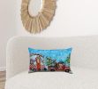 14" X 20" Red and Blue Christmas Holiday Van Throw Pillow