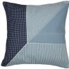 24" Blue and White Geometric Cotton Throw Pillow With Embroidery