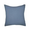 24" Blue and White Geometric Cotton Throw Pillow With Embroidery