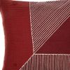 24" Red and White Geometric Cotton Throw Pillow With Embroidery