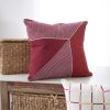 24" Red and White Geometric Cotton Throw Pillow With Embroidery