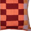 20" Orange Check Throw Pillow With Embroidery