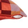 20" Orange Check Throw Pillow With Embroidery
