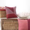 20" Orange Check Throw Pillow With Embroidery