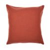 24" Orange and Ivory Geometric Cotton Blend Throw Pillow  With Embroidery