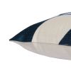 20" Ivory and Blue Geometric Cotton Blend Throw Pillow With Embroidery