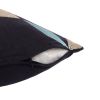 20" Blue and Beige Geometric Cotton Blend Throw Pillow With Embroidery