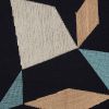 24" Blue and Beige Geometric Cotton Blend Throw Pillow With Embroidery