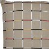 20" Beige Check Cotton Blend Throw Pillow With Embroidery
