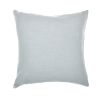 20" Light Blue Check Cotton Blend Throw Pillow With Embroidery