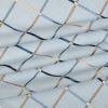 24" Light Blue Check Cotton Blend Throw Pillow  With Embroidery