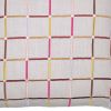 24" White Check Cotton Blend Throw Pillow With Embroidery