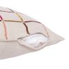 24" White Check Cotton Blend Throw Pillow With Embroidery