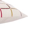24" White Check Cotton Blend Throw Pillow With Embroidery