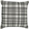24" White and Black Check Cotton Blend Throw Pillow With Embroidery