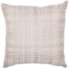 24" Ivory Check Cotton Blend Throw Pillow With Embroidery