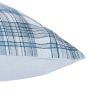 20" Blue Check Cotton Blend Throw Pillow With Embroidery
