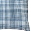 24" Blue Check Cotton Blend Throw Pillow With Embroidery