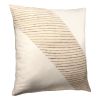 24" Beige and White Geometric Silk Throw Pillow With Embroidery