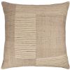 24" Brown and Beige Geometric Silk Throw Pillow With Embroidery