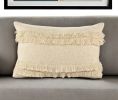 14" X 20" Cream Cotton Throw Pillow With Texture