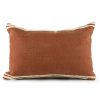 16" X 24" Cinnamon And Natural Striped Cotton Lumbar Throw Pillow With Texture
