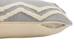16" X 24" Gray Chevron Cotton Lumbar Throw Pillow