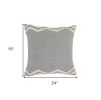 16" X 24" Gray Chevron Cotton Lumbar Throw Pillow
