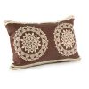 16" X 24" Brown and Ivory Medallion Cotton Lumbar Throw Pillow With Texture